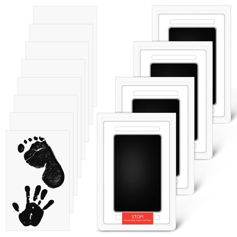 Lorzot Baby Footprint Kit, 4-Pack Inkless Hand and Footprint Kit, Clean-Touch Baby Hand and Footprint Kit Dog Paw Print Kit Dog Nose Print Kit for Newborn and Pet, 4 Ink Pads and 8 Imprint Cards - Image 1